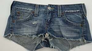 True Religion Bobby Cut-Off Shorts Women's 29 Low Rise Distressed Denim USA Y2K